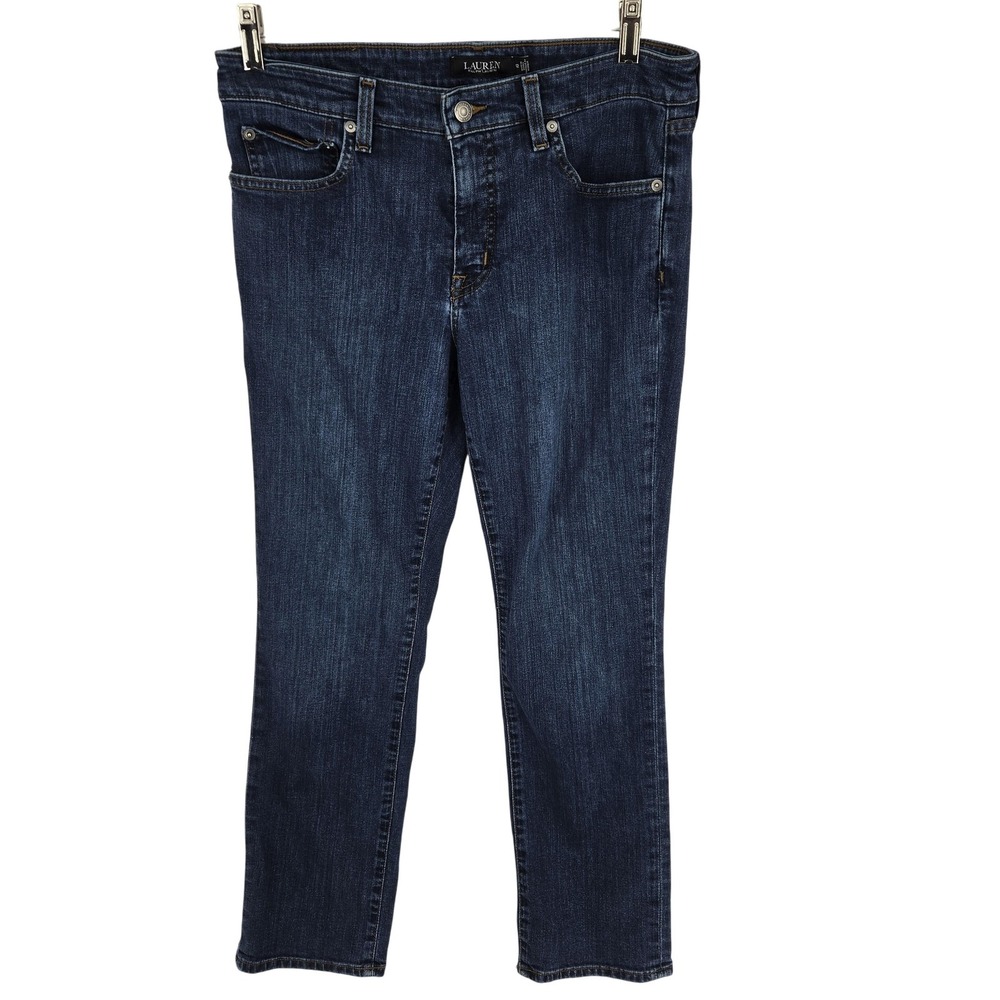 Lauren Ralph Lauren Jeans Womens 12 Blue Slim Straight Stretch Denim Pants